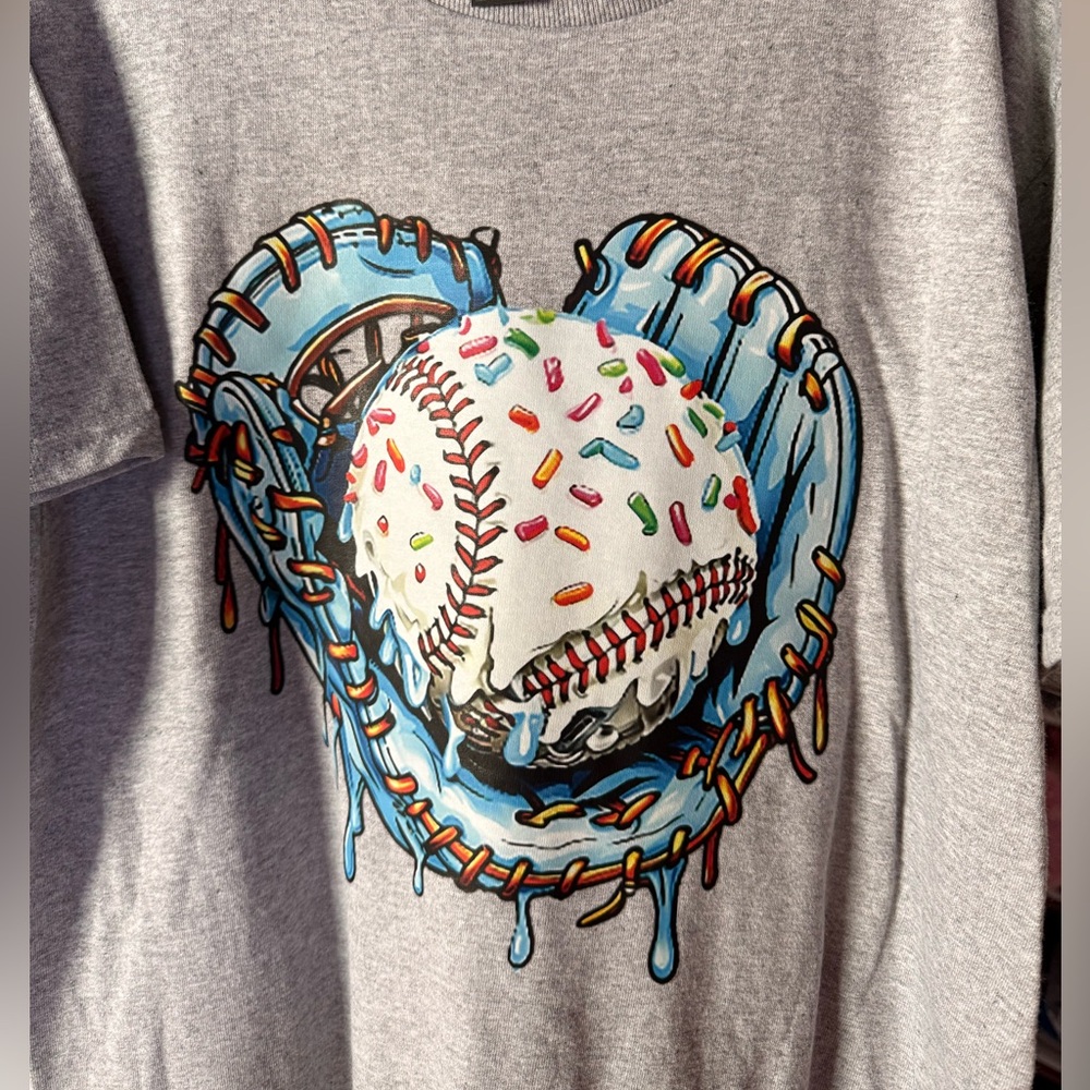 Kids Grey Graphic Baseball & Glove Short-Sleeve Tee